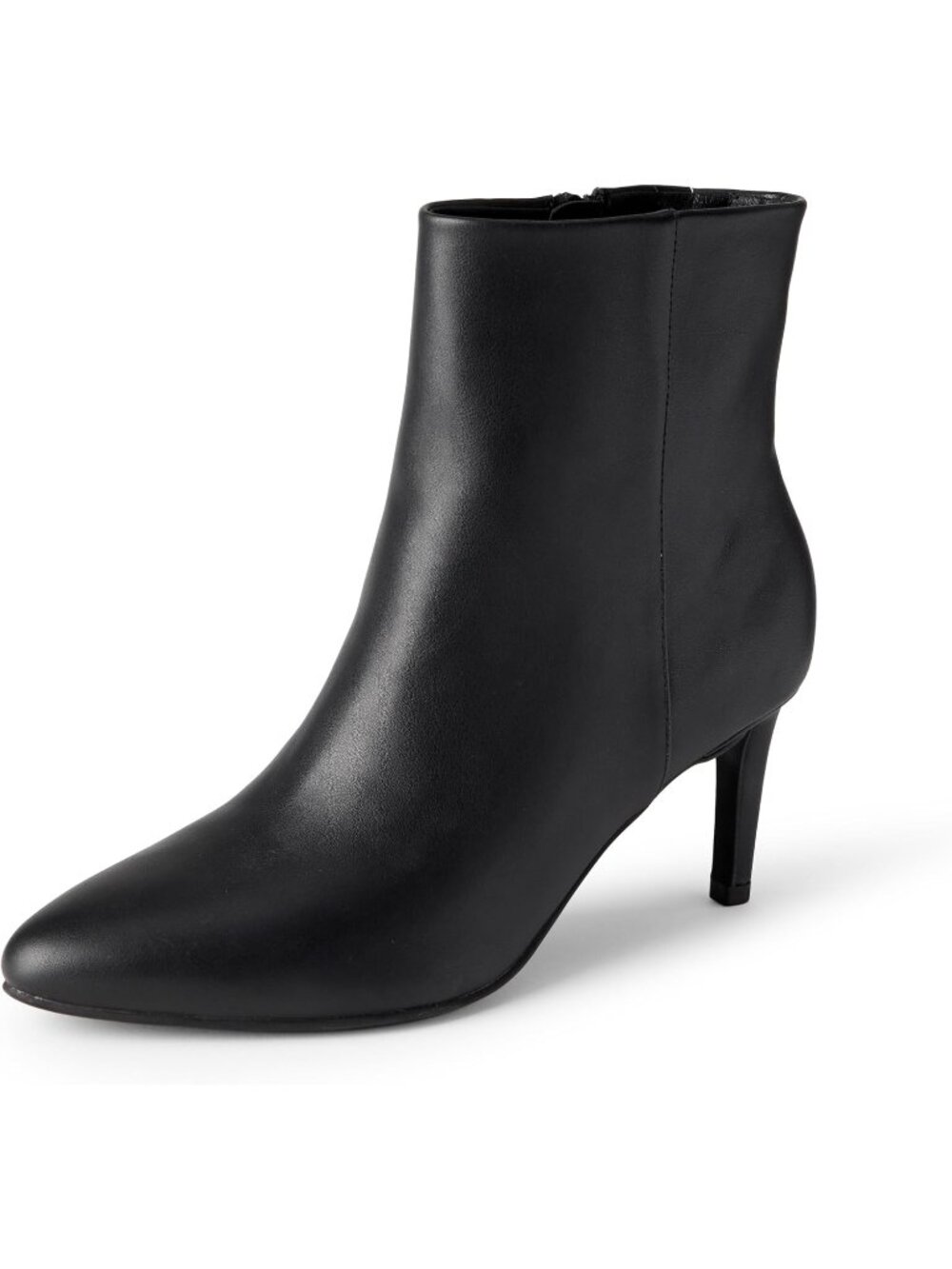 Women's Black Faux Leather Stylish Stiletto Heel Dress Ankle Boots with Side Zip